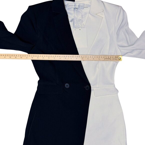 Endless Rose NWT Colorblock Contrast Blazer Romper Small Tuxedo Black White - Picture 11 of 12